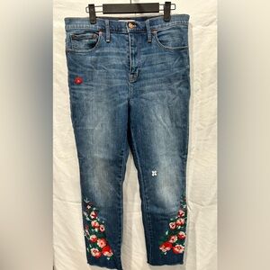 Madewell Slim Fit Boyfriend Jeans Embroidered Floral Dress Women’s Size 29